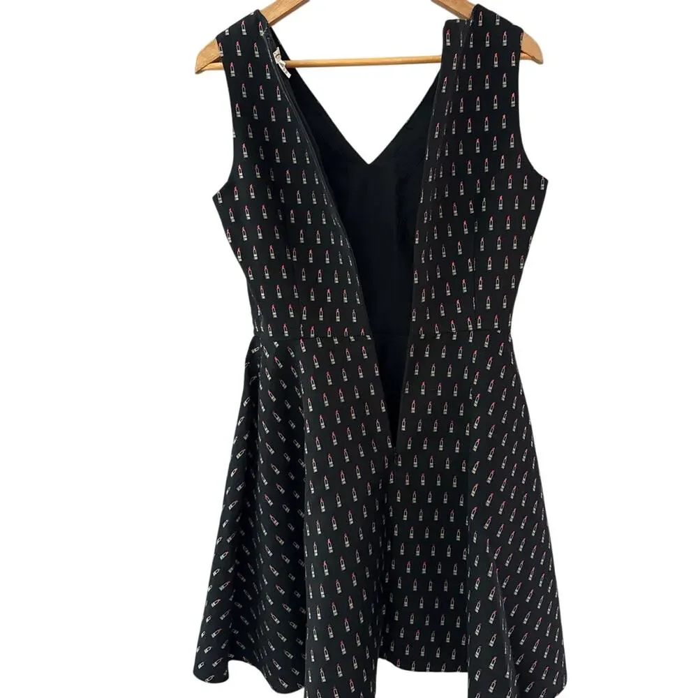 Shoshanna Elvira Metallic Lipstick Fit and Flare Dress Black Size 4‎